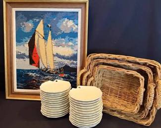 KO154Vintage Sailboat Needlepoint And More 