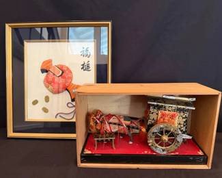 KO112VVintage Japanese Hana Doll Ox Carriage 