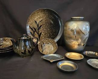 KO113VVintage Japanese Takaoka Bronze Vase And More