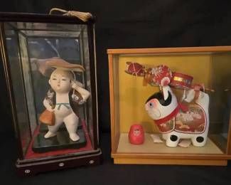 KO259Japanese Inu Hariko Dog  Hakata Doll In Case