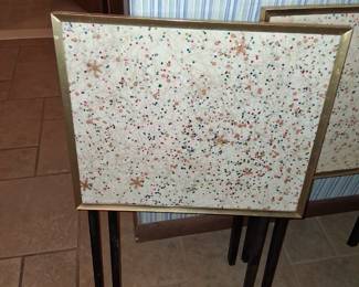 Biltmore Biltex mid-century modern confetti wood and vinyl TV tray tables $400