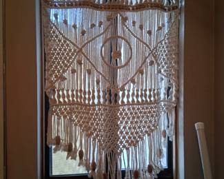 Vintage macrame window decoration