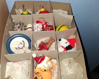 Garfield and Snoopy Christmas ornaments