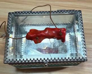 Red Coral Pendant Necklace With Nicole Miller Trinket Box