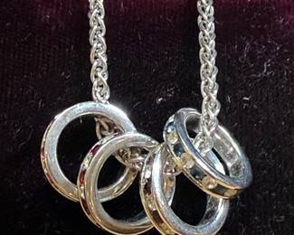 Sterling Necklace With Four Rhinestone Silver Charms