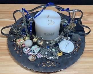 Serving Tray, Costume Jewelry Candle