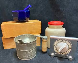 Vintage Presto Kitchen Timer And Japanese Mortar Pestle