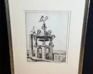 LOiseau de Bourges Etching by Malcolm Osborne