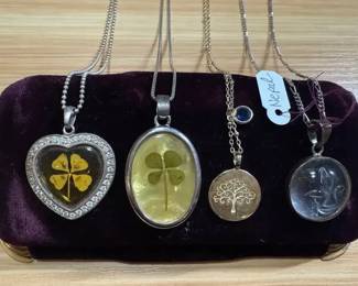 Four Pendants Necklaces Lucky Clover Others