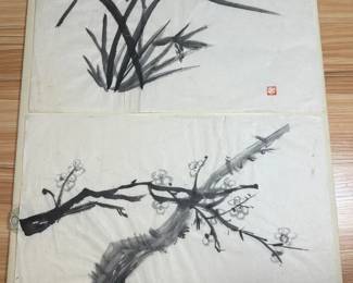 Two Japanese Ink Paintings On Paper