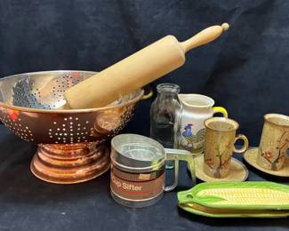 Solid Copper Strainer, Otagiri Handmade Cups