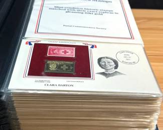 Great Americans on United States Stamps Stamps, 22kt Gold Replica Stamp Information Cards