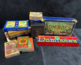 Vintage Dominos And Playing Cards