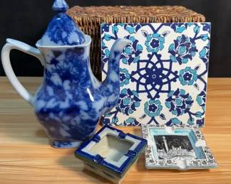 Flow Blue Ironstone Teapot Other Pieces