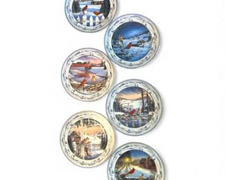 Set of 6 Bradford Exchange Pinegroves Winter Cardinals Plates by Sam Timm