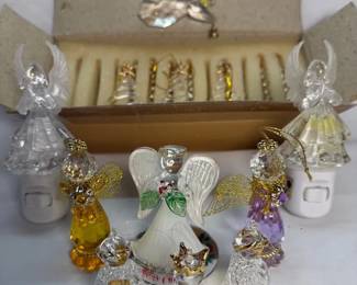 Assorted Glass Angels, ColorChanging Night Lights, Tree Ornaments  Three Kings Figurines