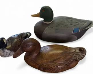 Vintage Duck  Goose Decoy Trio  Cast Resin, HandCarved Wood  Foam