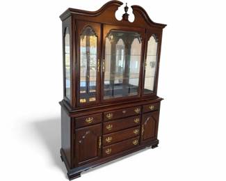 Kincaid Cherry Mountain III Solid Cherry Lighted China Cabinet with Three Wall Sconces