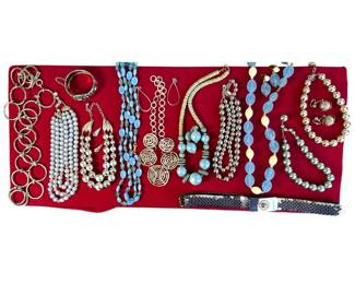 Blue and Silver Vintage Jewelry and Belt Collection