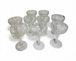 Set of 9 Etched Crystal Champagne Sherbet Coupes