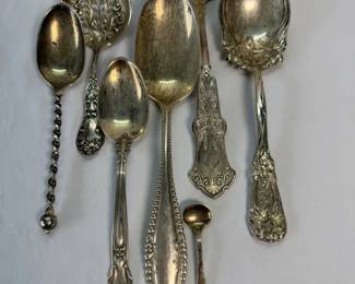 Assorted Sterling Silver  925 Spoons  7 Pieces  Ornate Vintage Designs