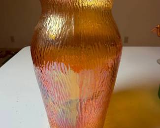 Imperial Marigold Carnival Glass Textured Vase