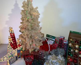 Lighted Tree With Decorations Including Window Displays