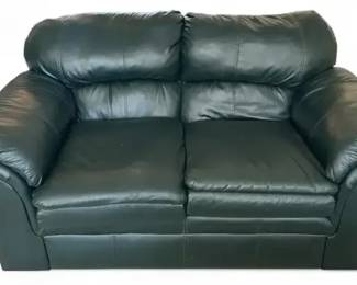 Green Faux Leather Loveseat