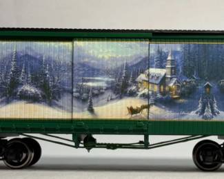 Hawthorne Village Thomas Kinkade Sunday Evening Sleigh Ride Train Car with Crossing Gates and COA