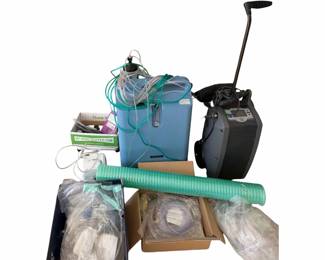 Home Oxygen Equipment Lot with Concentrators, Tubing, Accessories, and Supplies