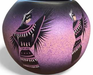 Signed Navajo HandPainted Pottery Vase