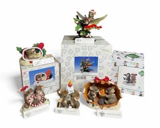 Charming Tails  Christmas Friends by the Fire  6 Pieces with Original Boxes