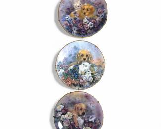 Friendship in Bloom Dog Collector Plate Set by Lily Chang