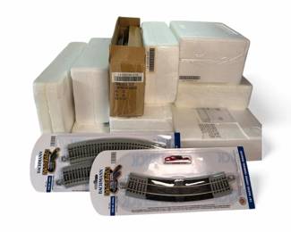 Large Bachmann EZ Track and Hawthorne Village Track Lot with Curved and Straight Sections, Switches