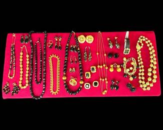 Vintage Black and Gold Toned Costume Jewelry