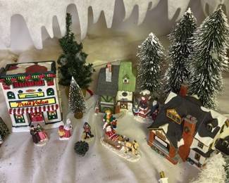 Lighted Christmas Village  Lemax, True Value, Doctors Pharmacy, Figures  Trees