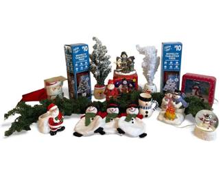 Holiday Decor Lot  Snowmen, Santas, Trees  Seasonal Accents