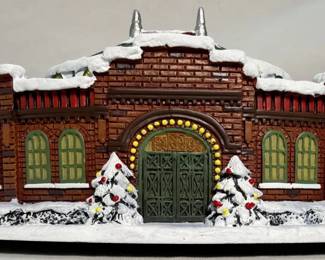 Budweiser Roundhouse Stable with Dog Sled Figure  Hawthorne Village Holiday Collection