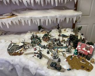 Department 56 Snow Village Fishing Scene  Bass Cabin, Pinewood Cabin  Stream Display with Figures