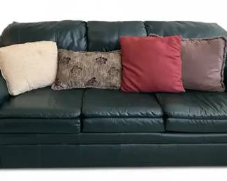 Dark Green FauxLeather Sofa  Classic Comfort