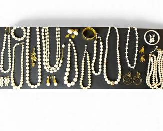 Vintage White Bead Jewelry with Trifari, Napier, L.H. Segal CA