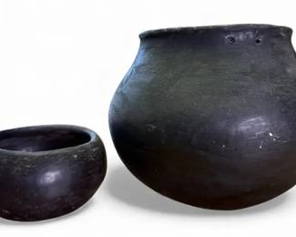 Two Black Pots and Contents