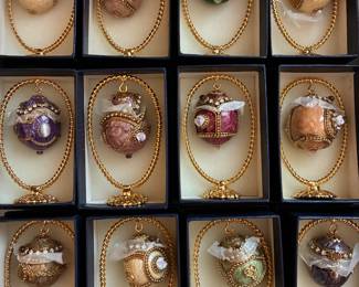 Kingspoint Faberge Style Eggs- pigeon eggs with stands