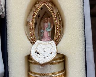 Kingspoint Faberge Style Eggs- Goose egg with angel inside