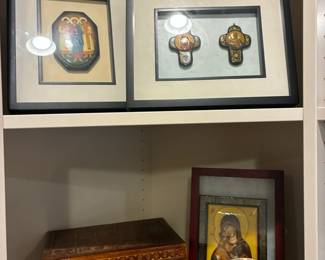 Framed lacquer Orthodox icons