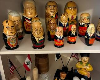 Matryoshka Russian nesting dolls of political figures