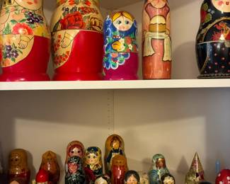 Large selection of Matryoshka Russian nesting dolls