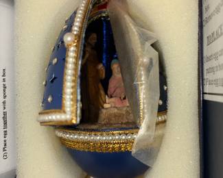 Kingspoint Faberge Style Eggs - Goose Egg with Nativity Scene inside