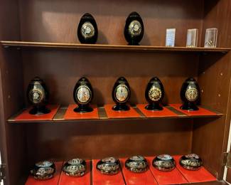 Russian porcelain decorative egg music boxes with COA