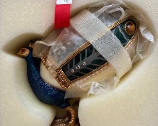 Kingspoint Faberge Style Eggs- Goose egg with peacock base